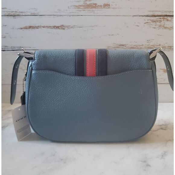 Coach Varsity Stripe Macie Crossbody Saddle Bag - Picture 9 of 12